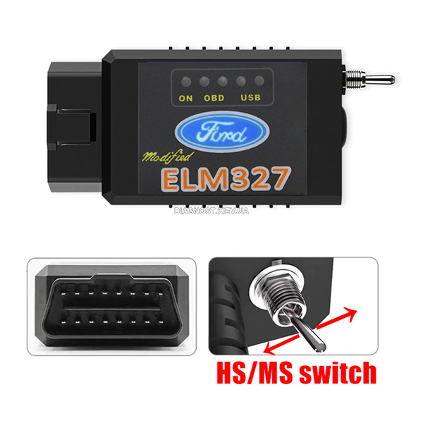 Адаптер ELM327 Bluetooth c переключателем MS/HS CAN для FORD/MAZDA 045 фото